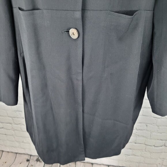 VTG J. Jill Black Wool Blend Stretch Lightweight Buttoned Lined Coat Size 18 - Picture 8 of 16